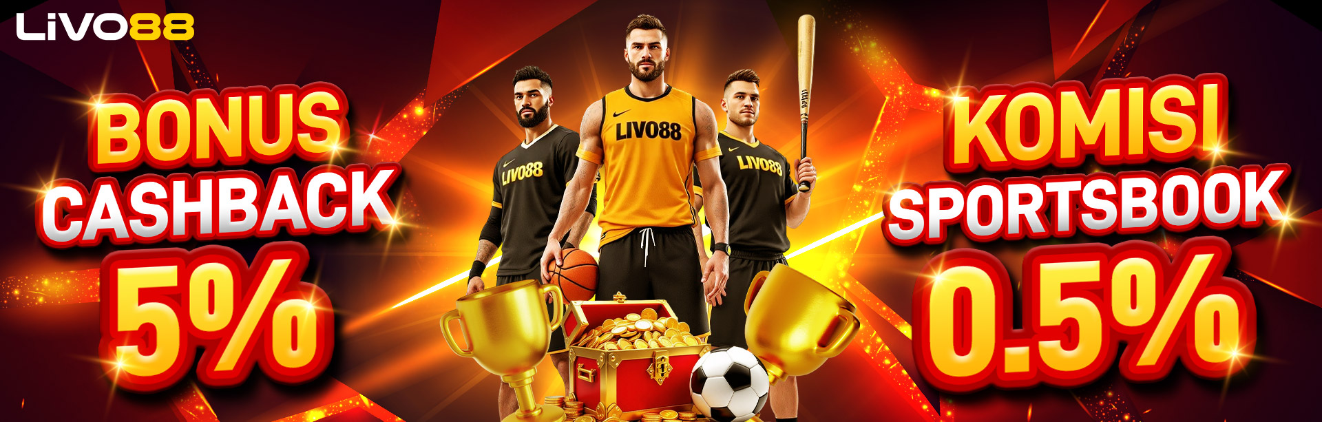 BONUS CASHBACK 5% + KOMISI 0.5% SPORT