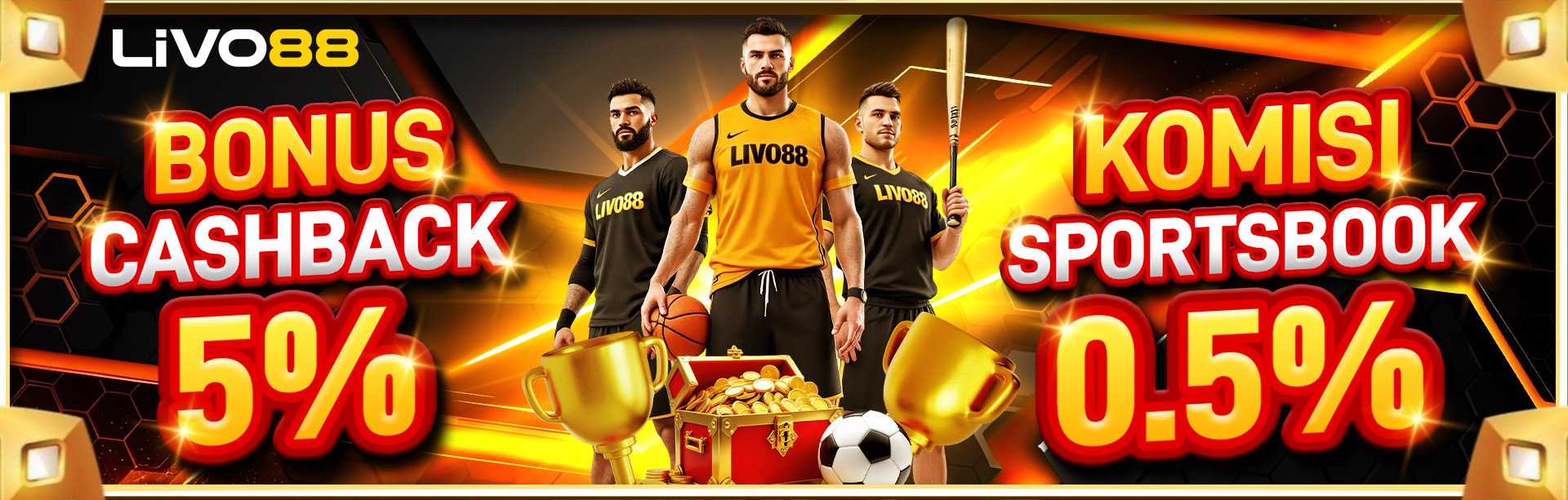 BONUS CASHBACK 5% + KOMISI 0.5% SPORT