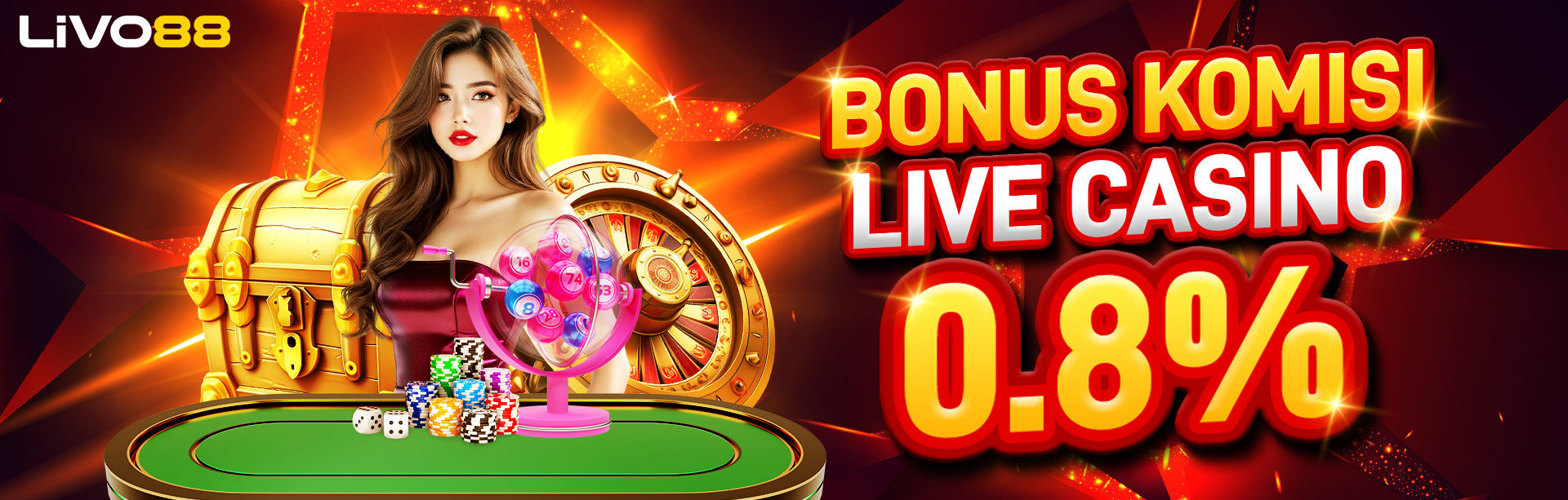 BONUS KOMISI LIVE CASINO 0.8%