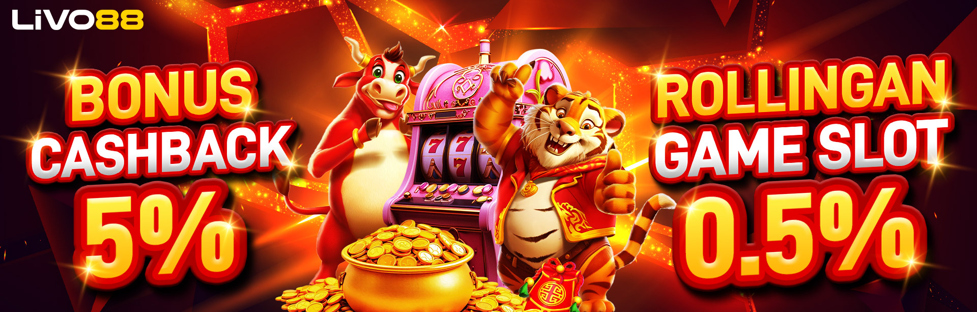 BONUS CASHBACK 5% + KOMISI 0.5% SLOT